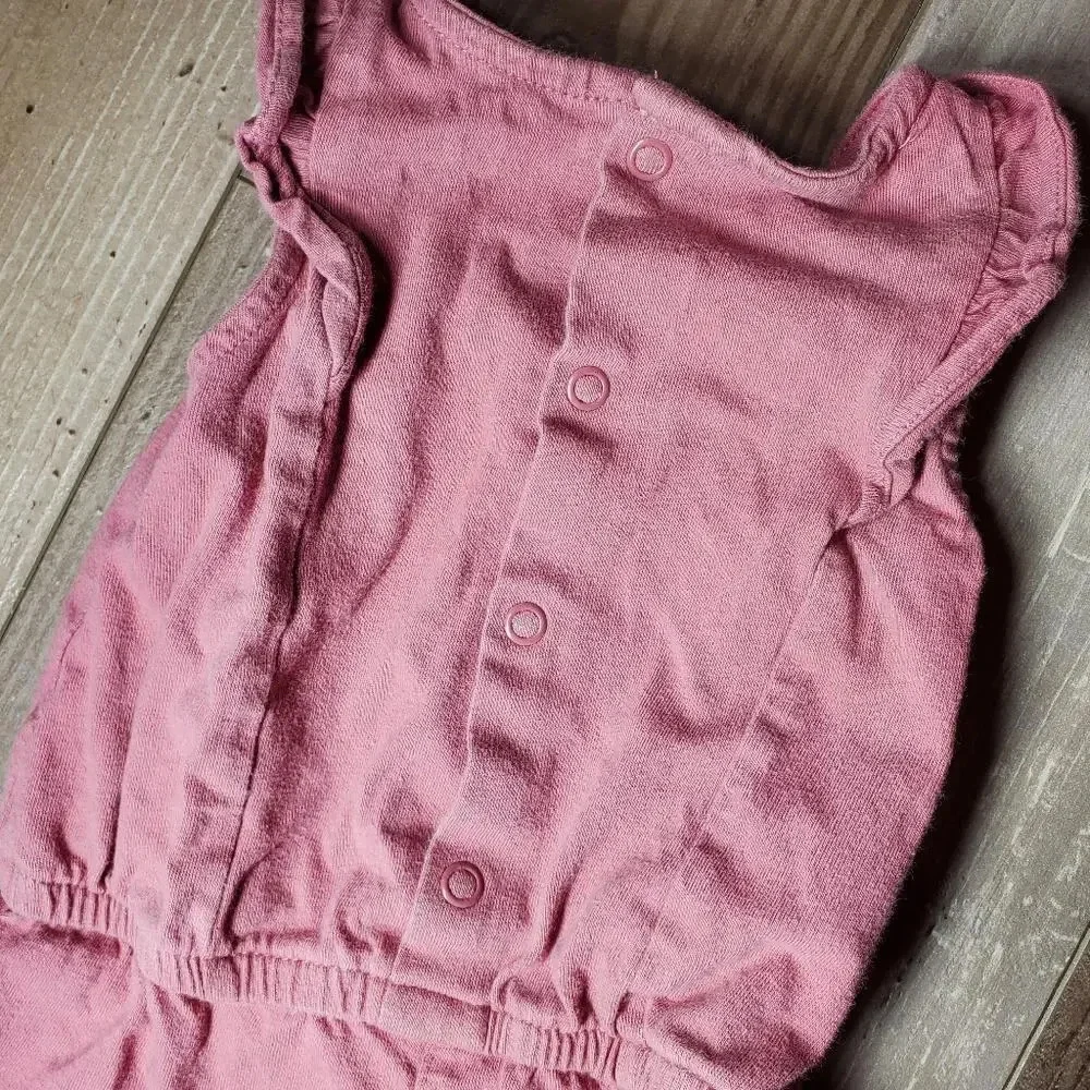 Carter's Baby Girl Mauve Ruffle Trim Romper Size 9 Months